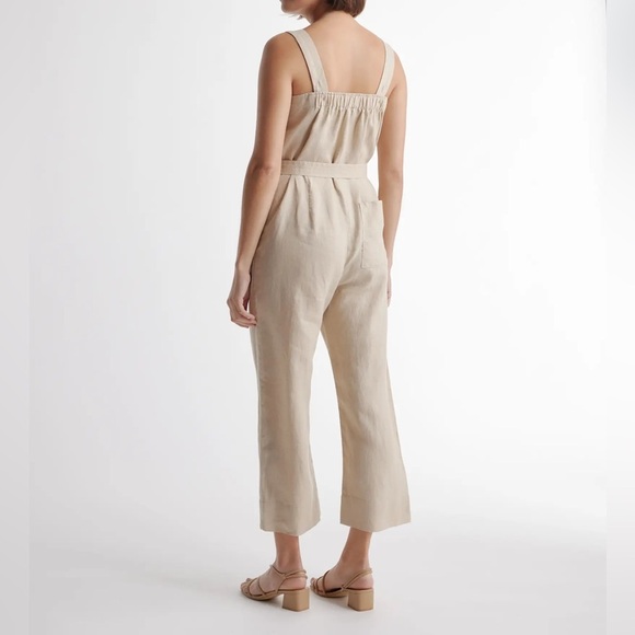 NEW QUINCE 100% European Linen Square Neck Jumpsuit in Driftwood Medium Netutral - Picture 2 of 16